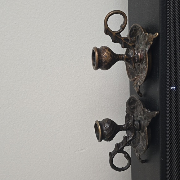 Vintage Other - Pair of Vintage Brass Thistle Candleholder Shaped Chamber Sticks